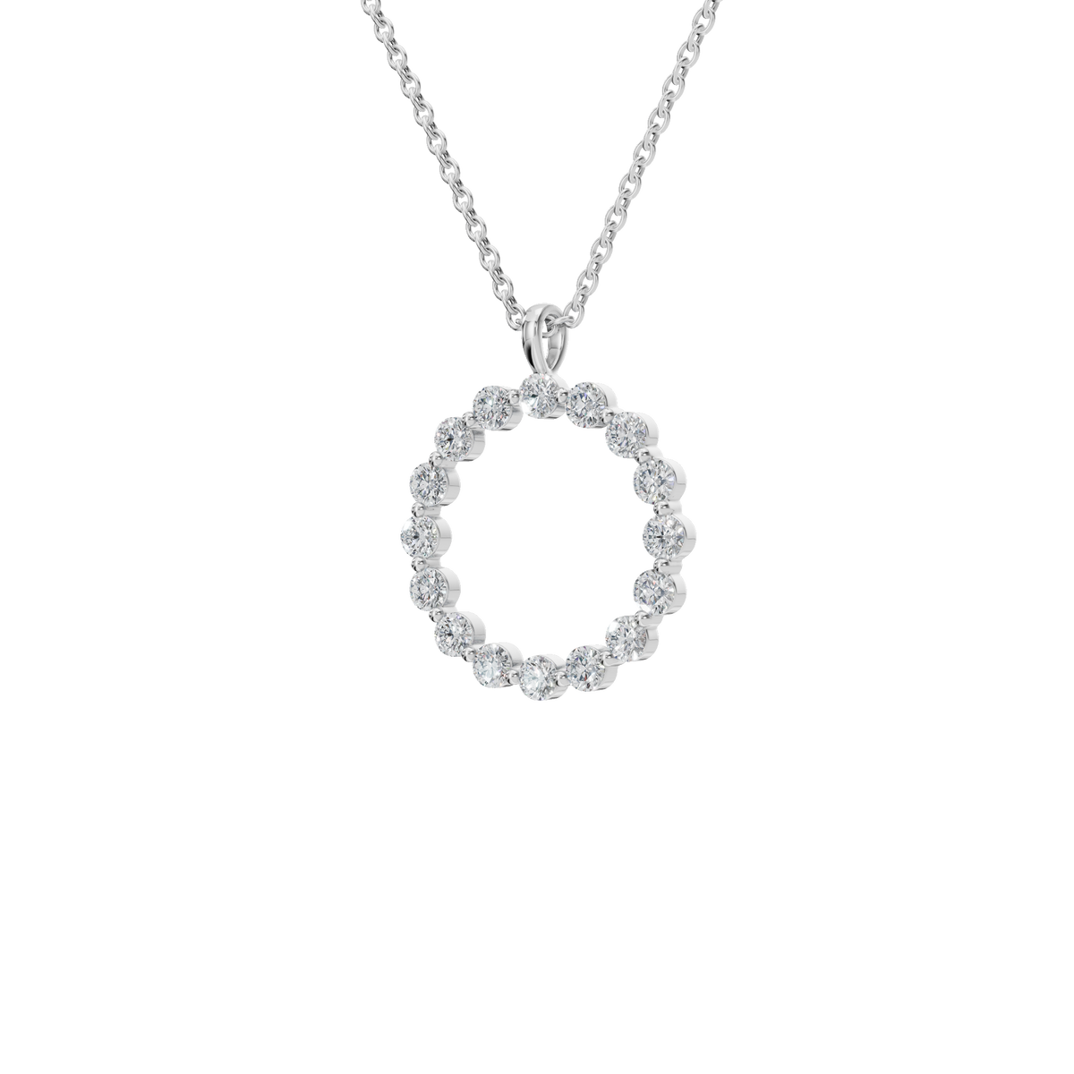 Halo Round Brilliant Diamond Circle Pendant in Solid Gold | Lab Grown Diamond | Roomy's Jewelery (view 10)