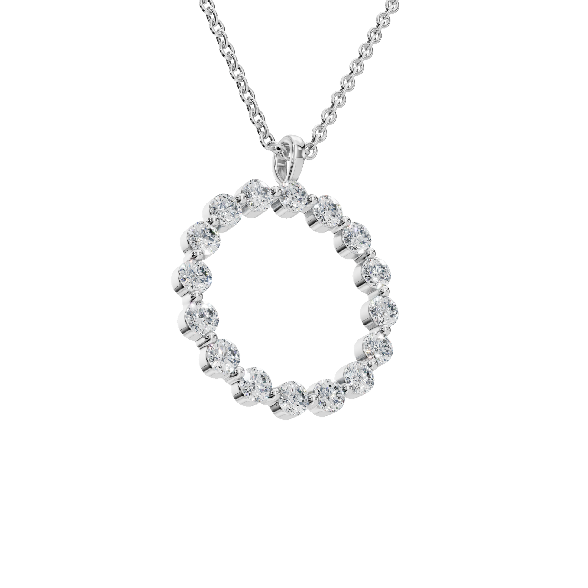 Halo Round Brilliant Diamond Circle Pendant in Solid Gold | Lab Grown Diamond | Roomy's Jewelery (view 12)
