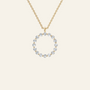 Halo Round Brilliant Diamond Circle Pendant in Yellow Gold | Lab Grown | Roomy's Jewelery