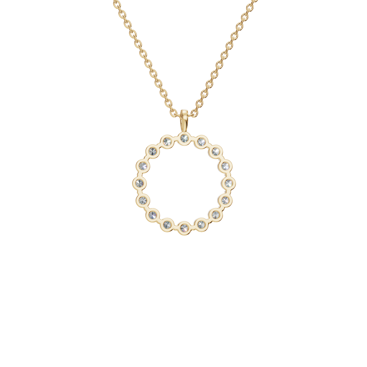 Halo Round Brilliant Diamond Circle Pendant in Solid Gold | Lab Grown Diamond | Roomy's Jewelery (view 3)