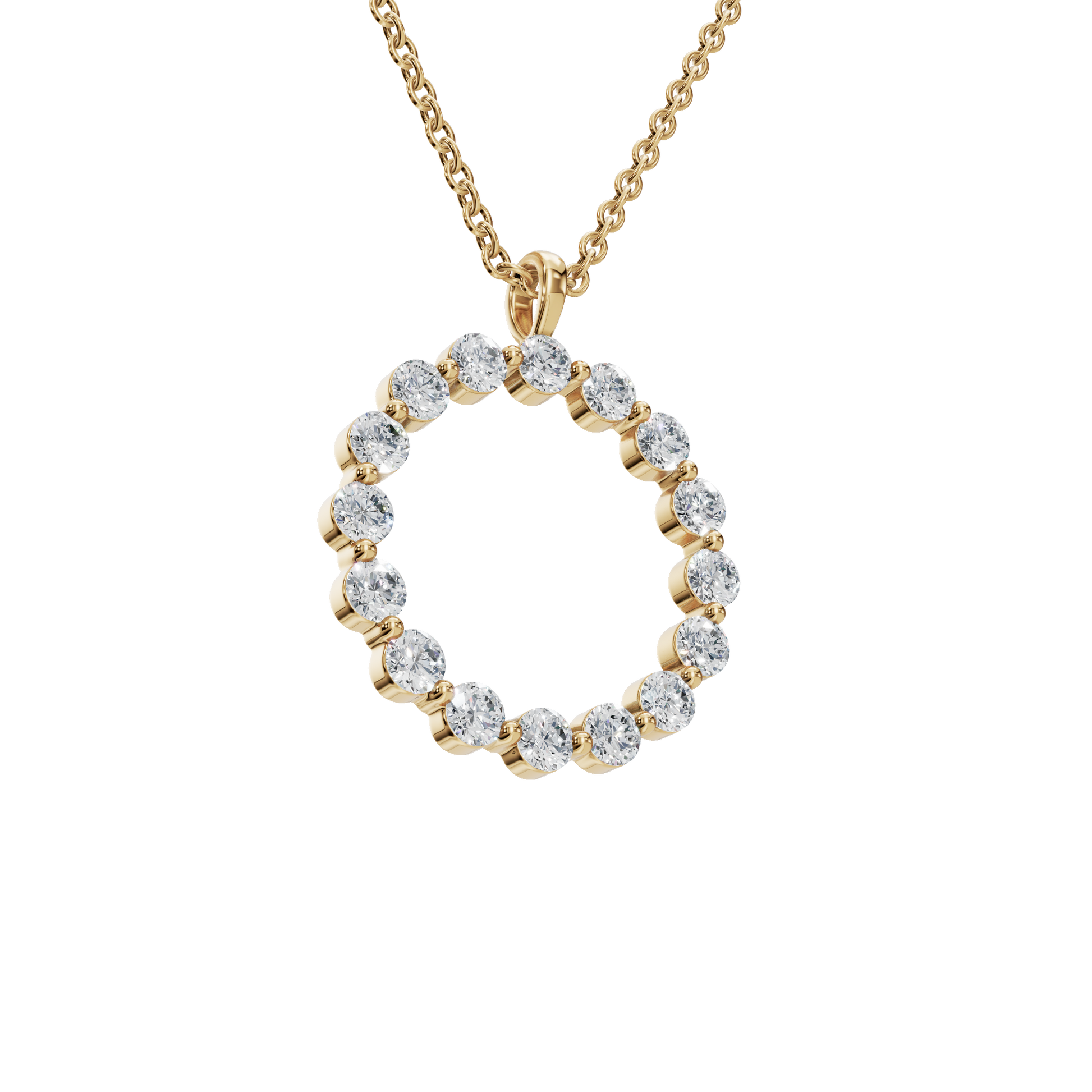 Halo Round Brilliant Diamond Circle Pendant in Solid Gold | Lab Grown Diamond | Roomy's Jewelery (view 4)