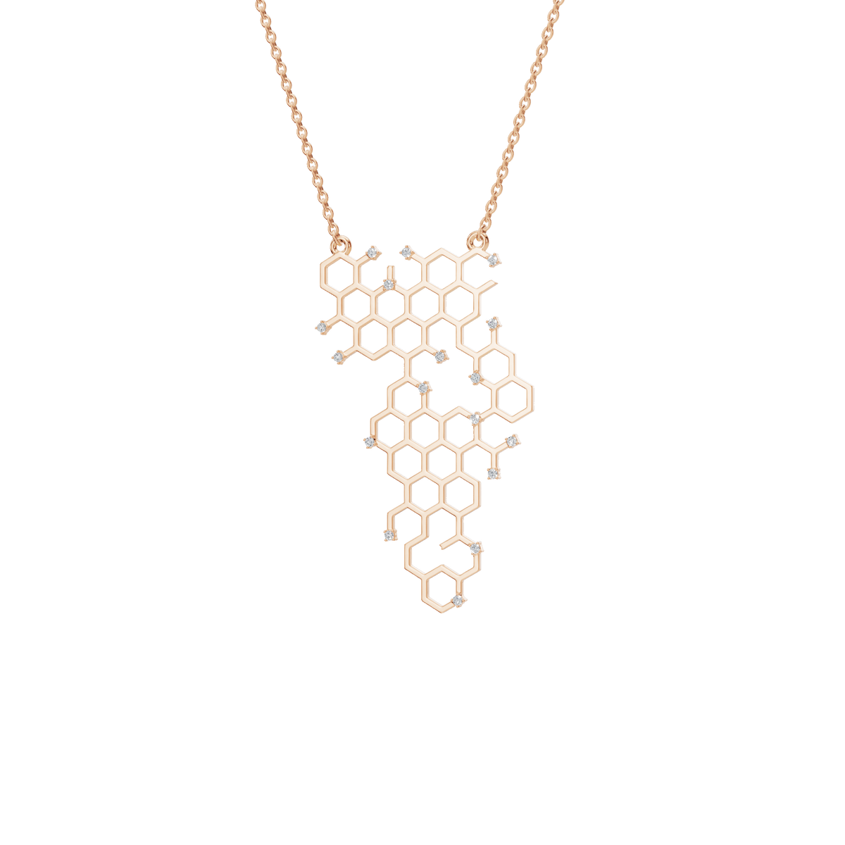 Honeycomb Geometric Diamond Pendant in Solid Gold | Lab Grown Diamond | Roomy's Jewelery (view 6)