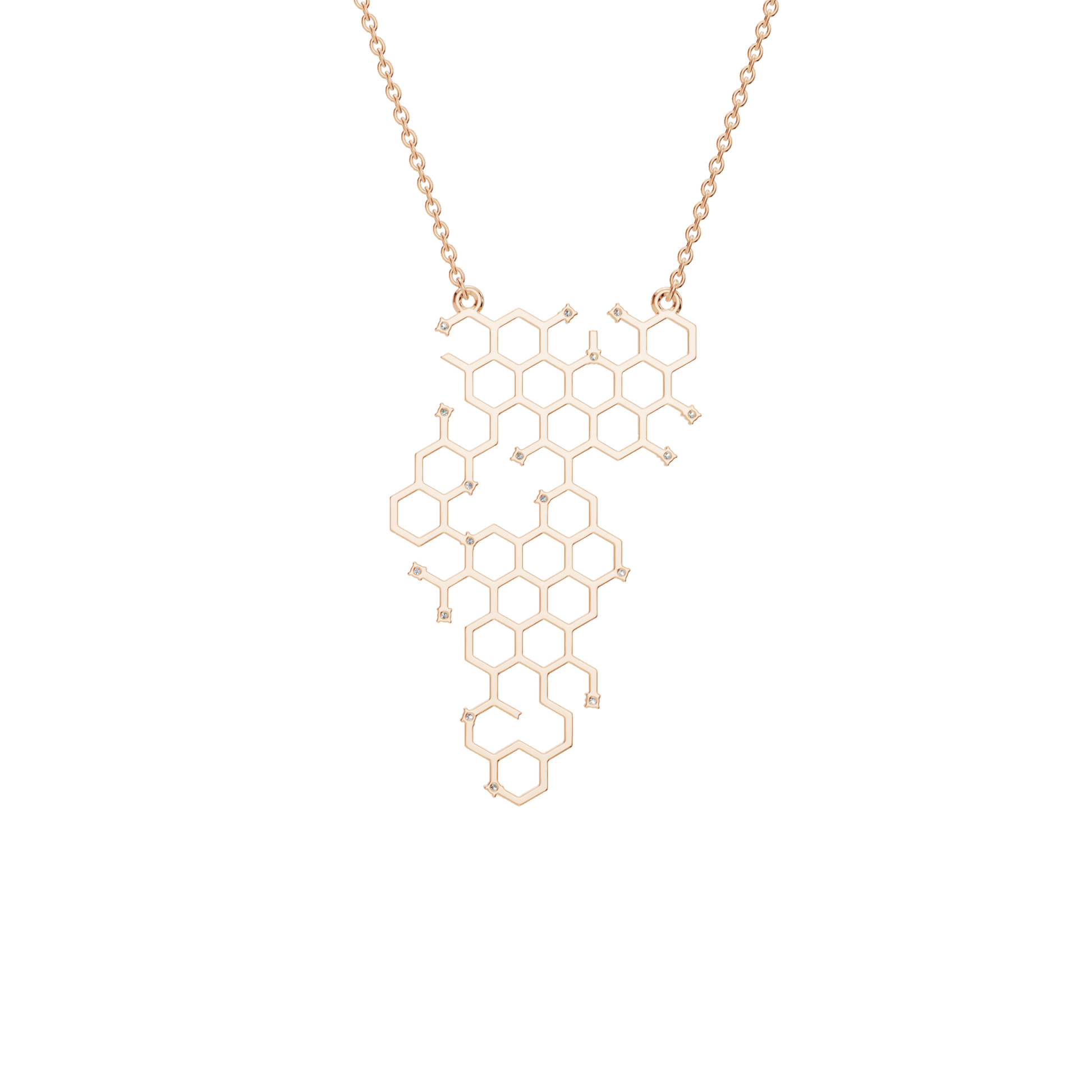 Honeycomb Geometric Diamond Pendant in Solid Gold | Lab Grown Diamond | Roomy's Jewelery (view 7)