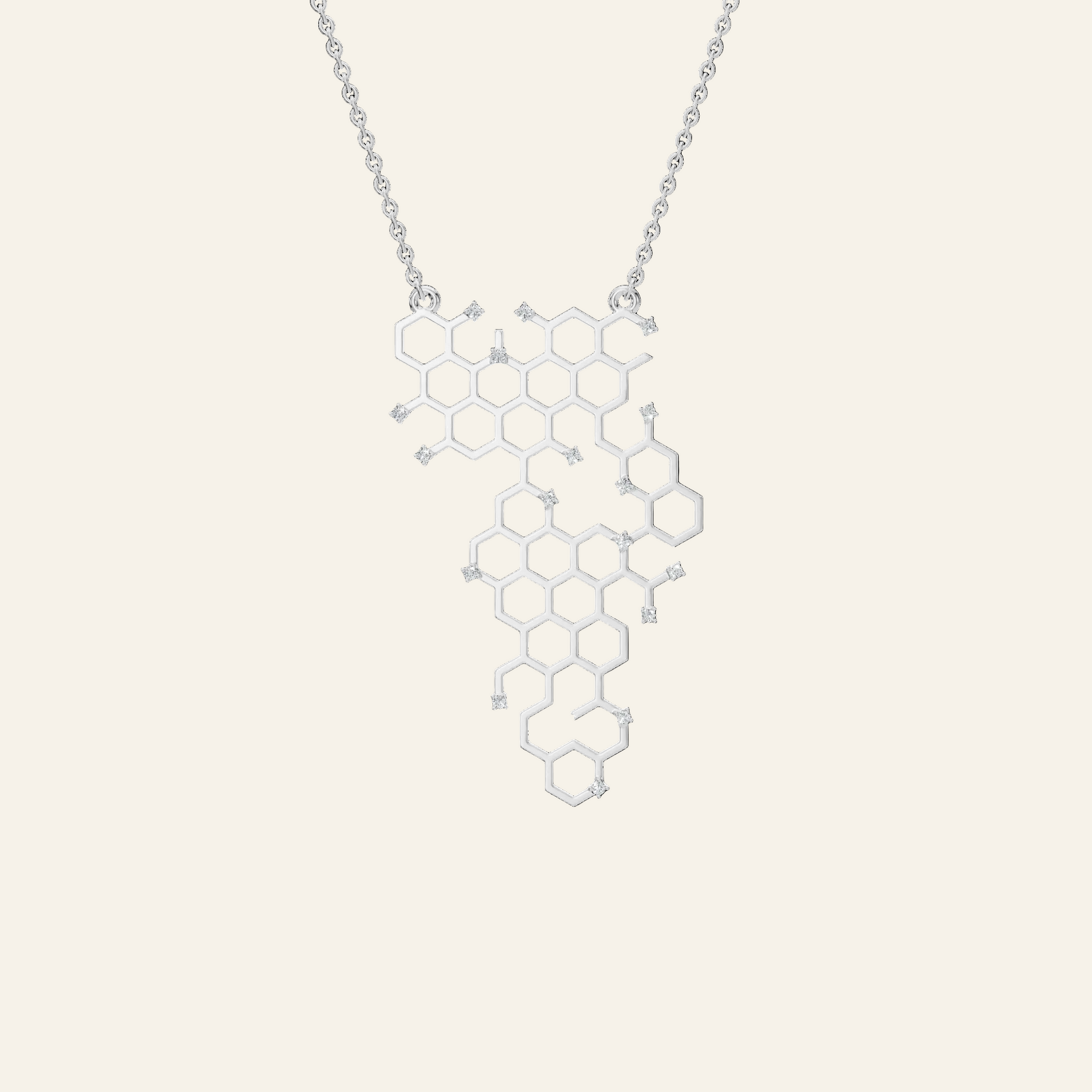 Honeycomb Geometric Diamond Pendant in Solid Gold | Lab Grown Diamond | Roomy's Jewelery (view 9)