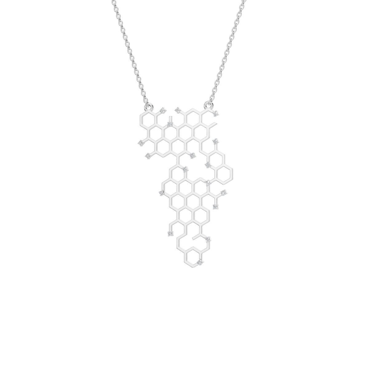 Honeycomb Geometric Diamond Pendant in Solid Gold | Lab Grown Diamond | Roomy's Jewelery (view 10)