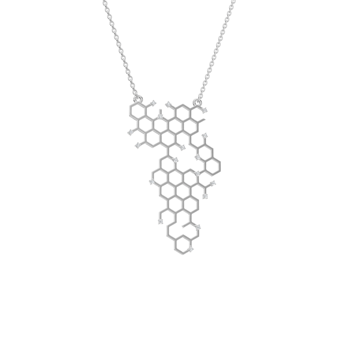 Honeycomb Geometric Diamond Pendant in Solid Gold | Lab Grown Diamond | Roomy's Jewelery (view 12)