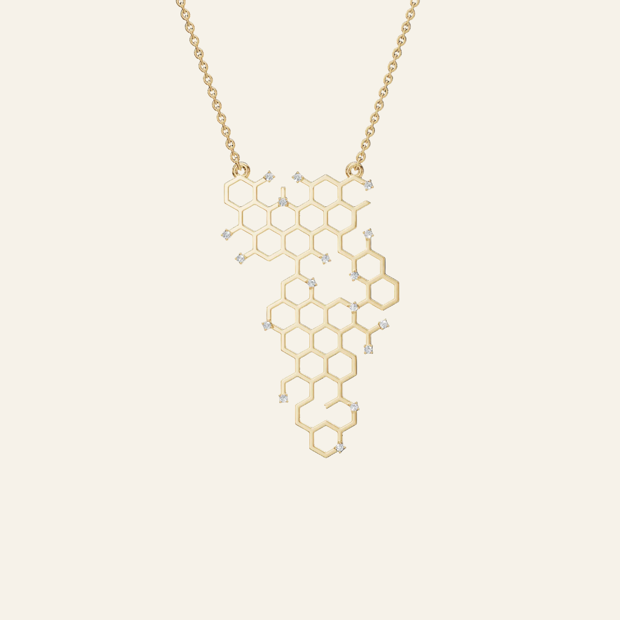 Honeycomb Geometric Diamond Pendant in Yellow Gold | Lab Grown | Roomy's Jewelery