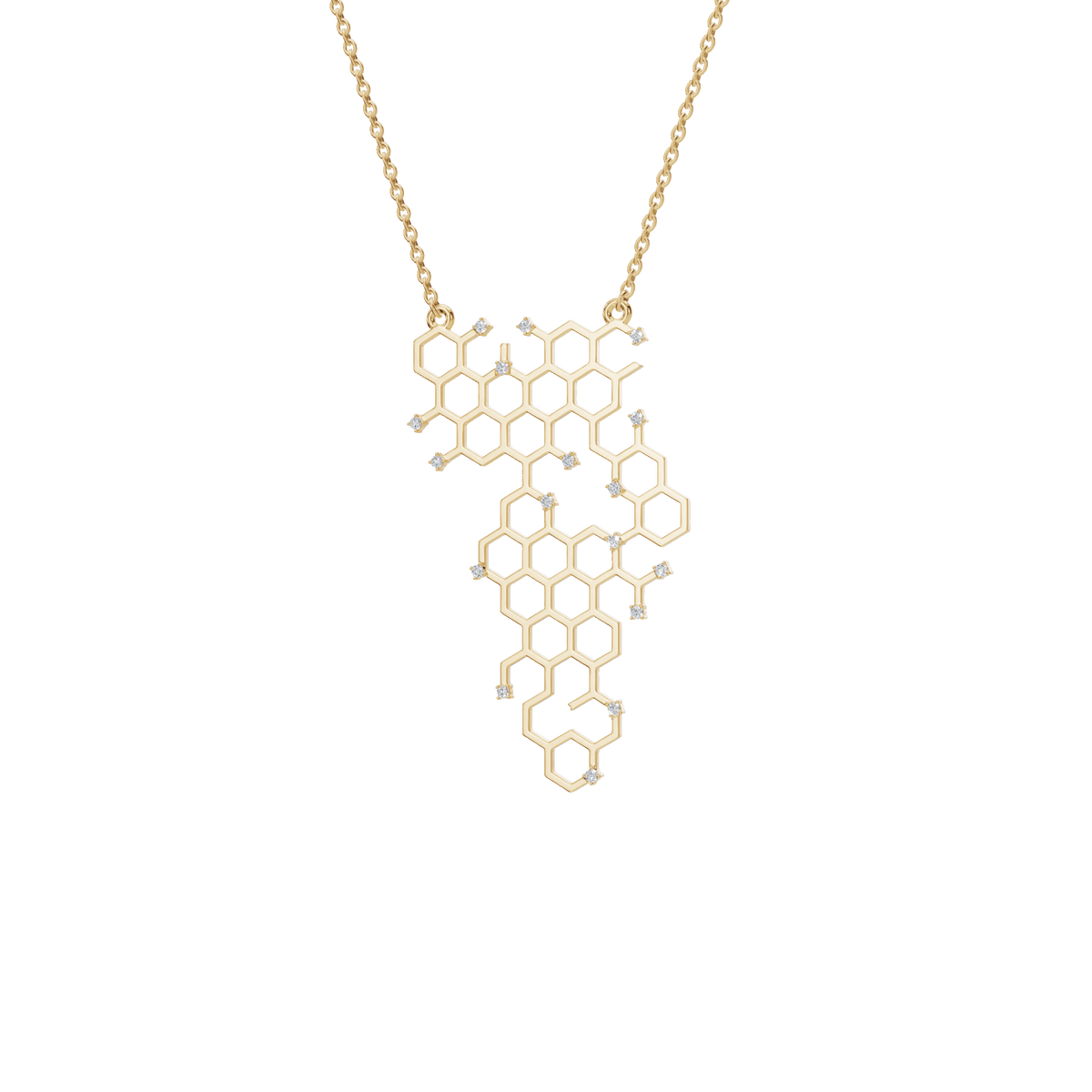Honeycomb Geometric Diamond Pendant in Solid Gold | Lab Grown Diamond | Roomy's Jewelery (view 2)