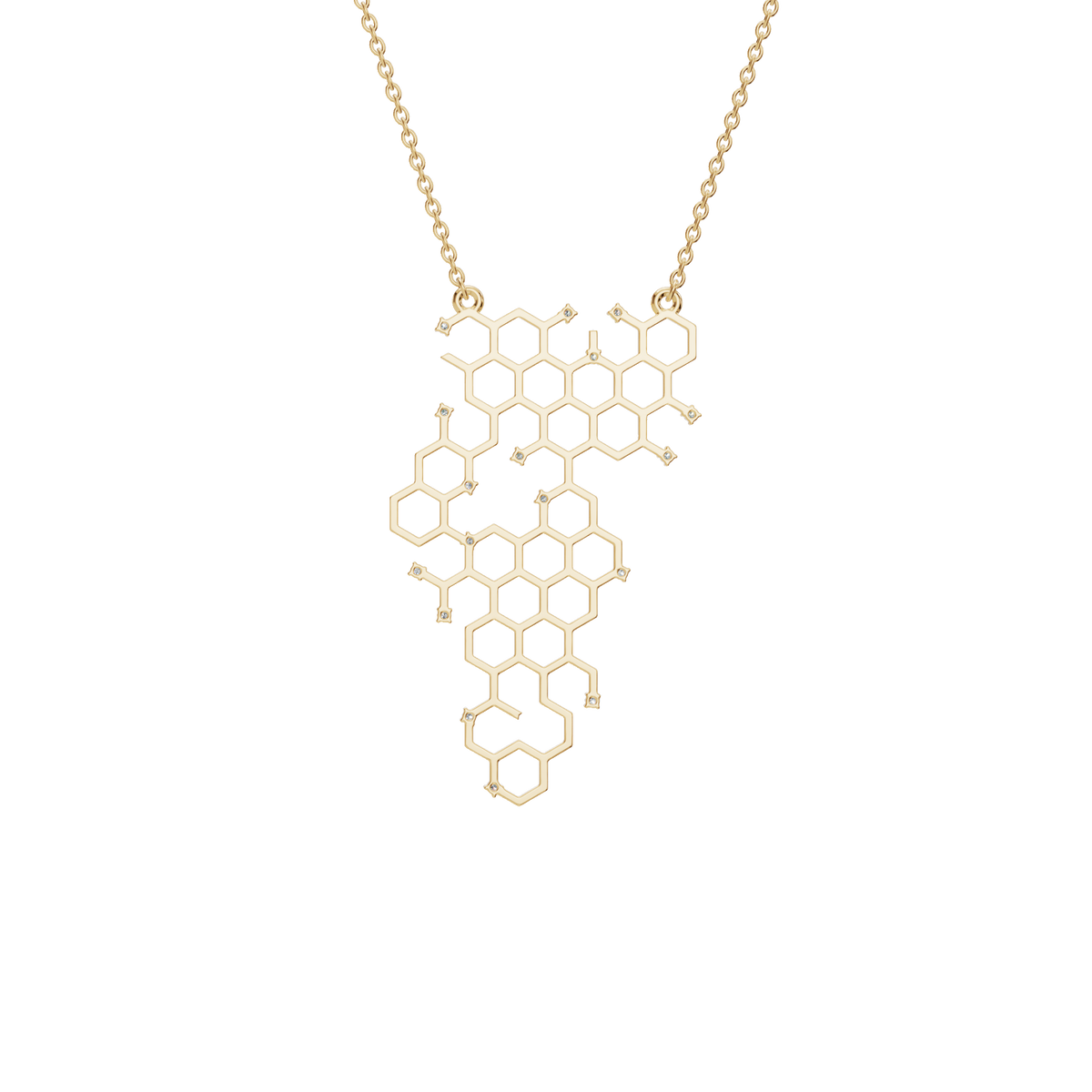 Honeycomb Geometric Diamond Pendant in Solid Gold | Lab Grown Diamond | Roomy's Jewelery (view 3)