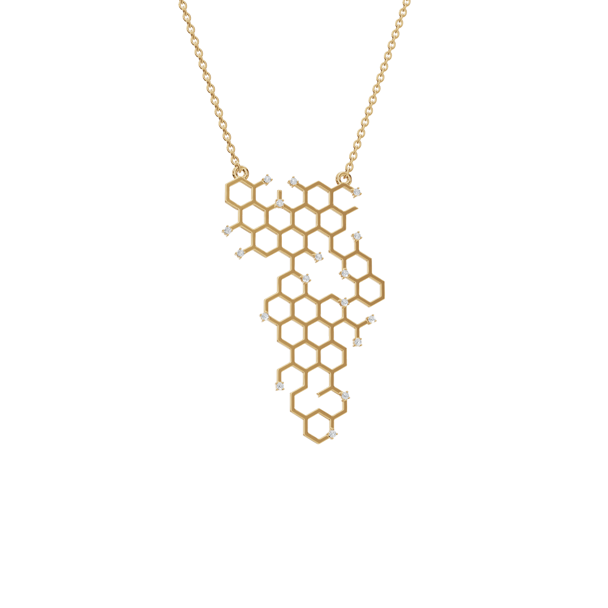Honeycomb Geometric Diamond Pendant in Solid Gold | Lab Grown Diamond | Roomy's Jewelery (view 4)