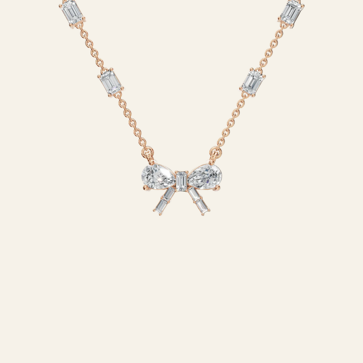 Ribbon & Baguette Diamond Statement Necklace in Solid Gold | Lab Grown Diamond | Roomy's Jewelery (view 5)