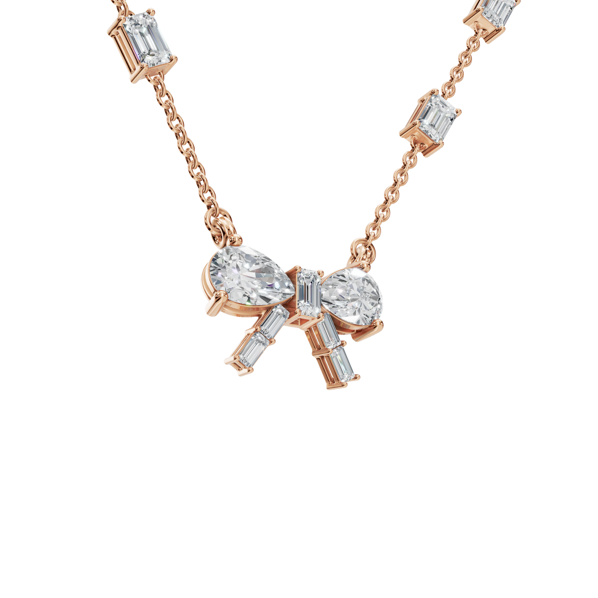 Ribbon & Baguette Diamond Statement Necklace in Solid Gold | Lab Grown Diamond | Roomy's Jewelery (view 8)