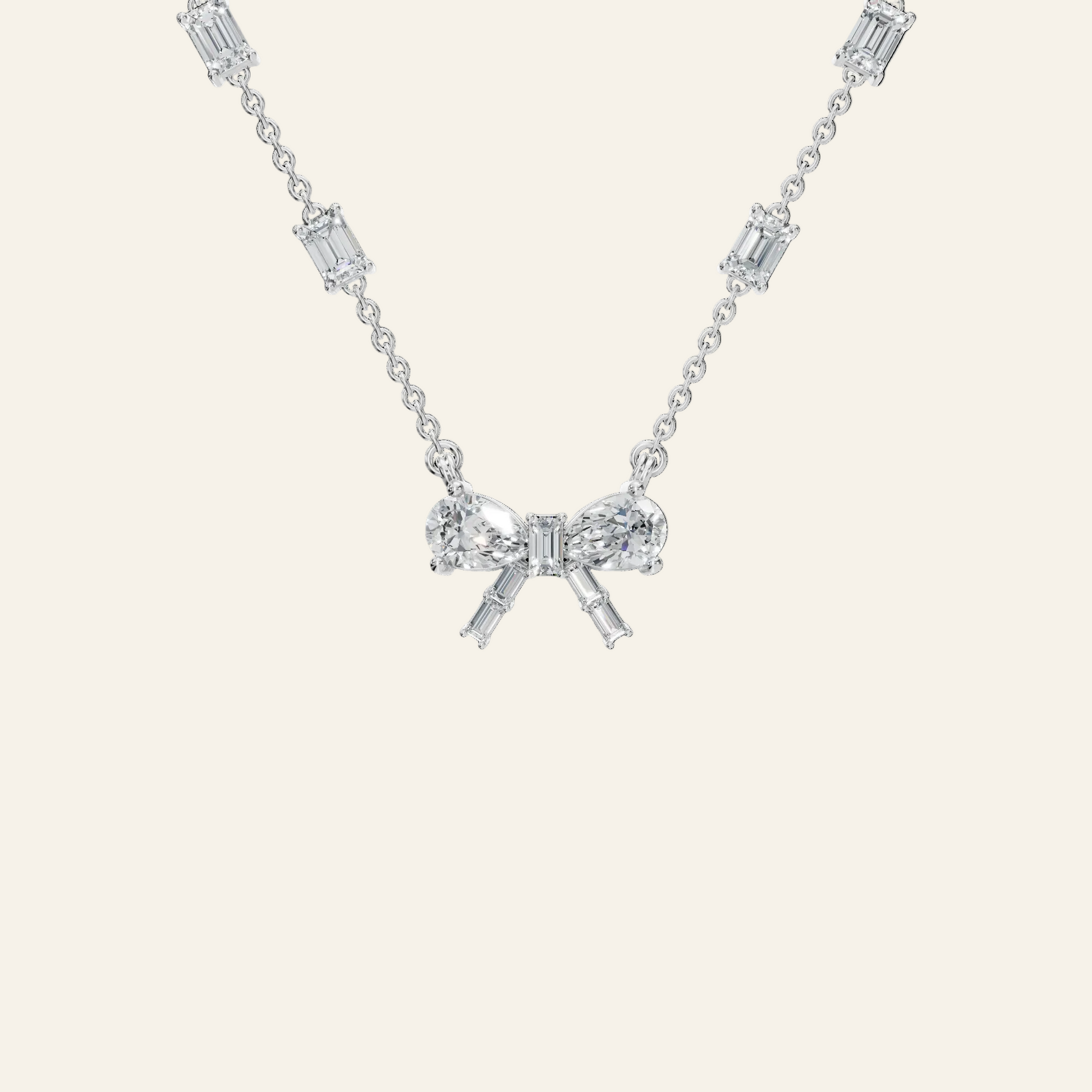 Ribbon & Baguette Diamond Statement Necklace in Solid Gold | Lab Grown Diamond | Roomy's Jewelery (view 9)