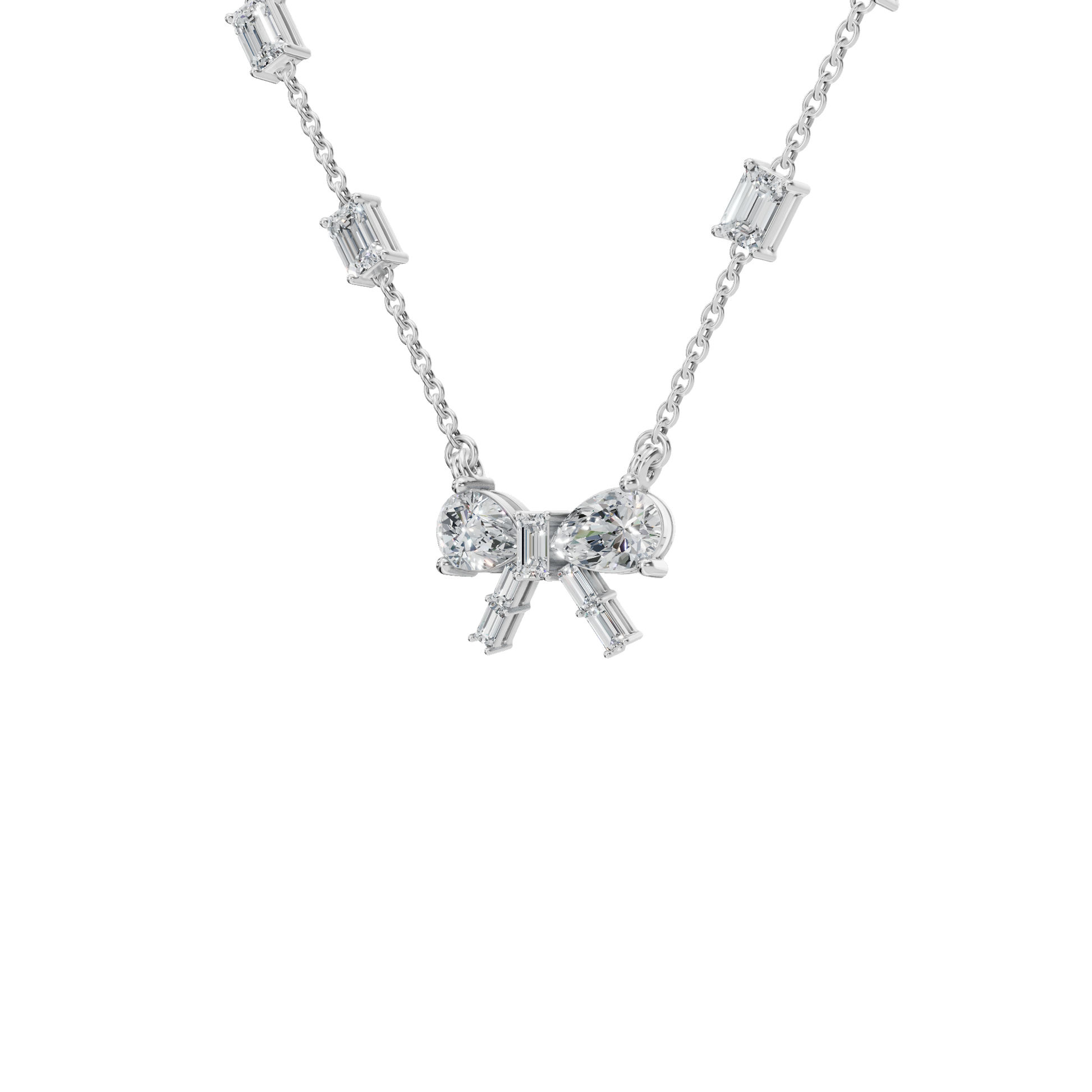 Ribbon & Baguette Diamond Statement Necklace in Solid Gold | Lab Grown Diamond | Roomy's Jewelery (view 10)