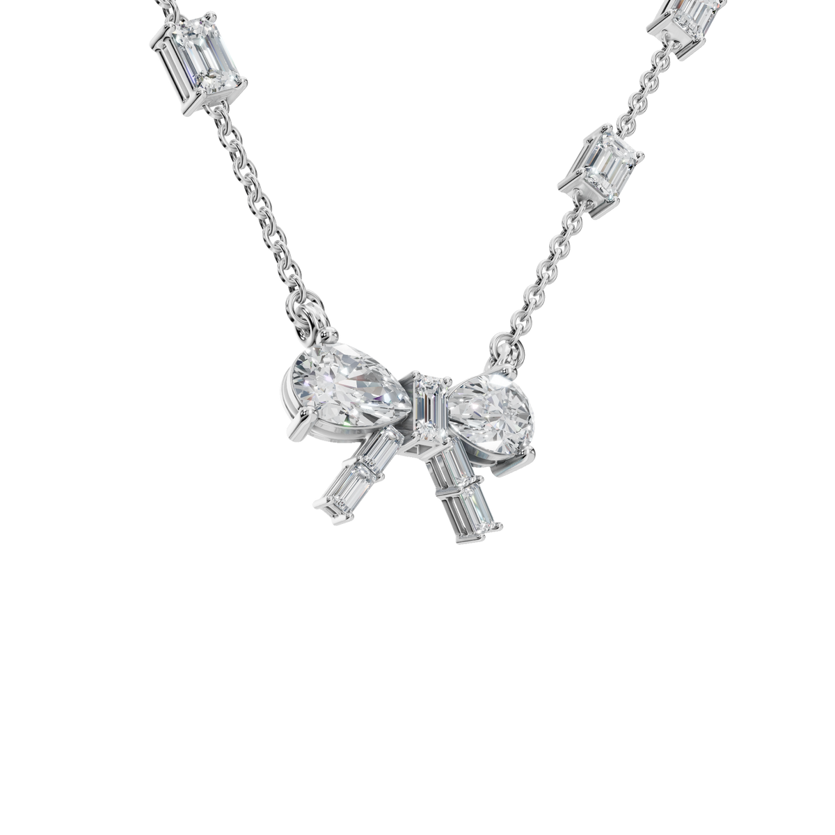 Ribbon & Baguette Diamond Statement Necklace in Solid Gold | Lab Grown Diamond | Roomy's Jewelery (view 12)