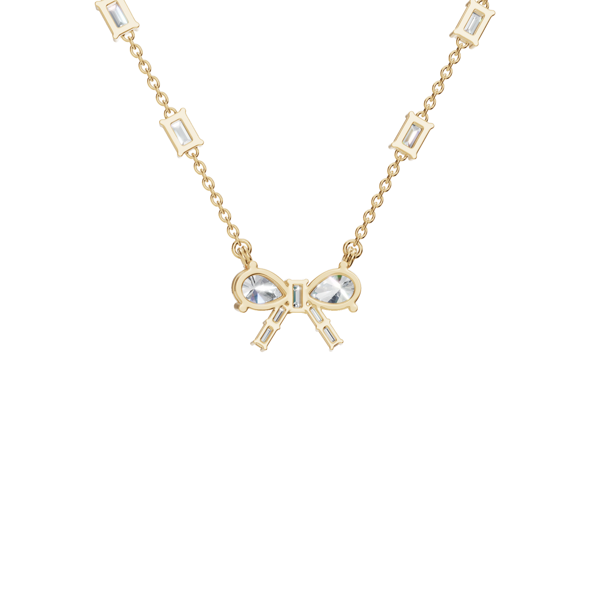 Ribbon & Baguette Diamond Statement Necklace in Solid Gold | Lab Grown Diamond | Roomy's Jewelery (view 3)