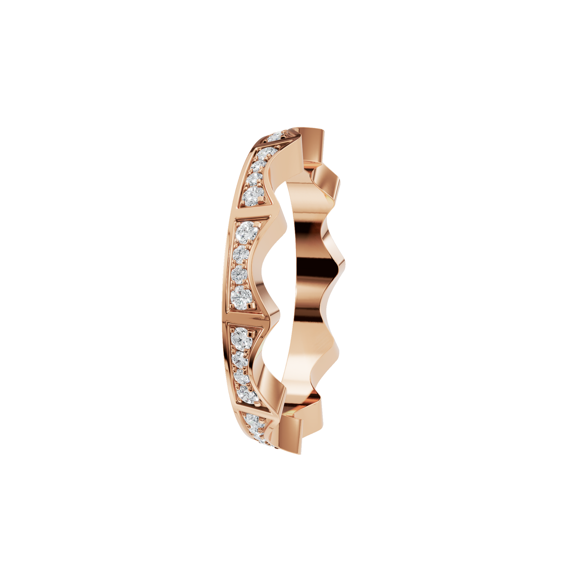 Crenelle Diamond Architectural Band in Rose Gold side view | Roomy's Jewellery