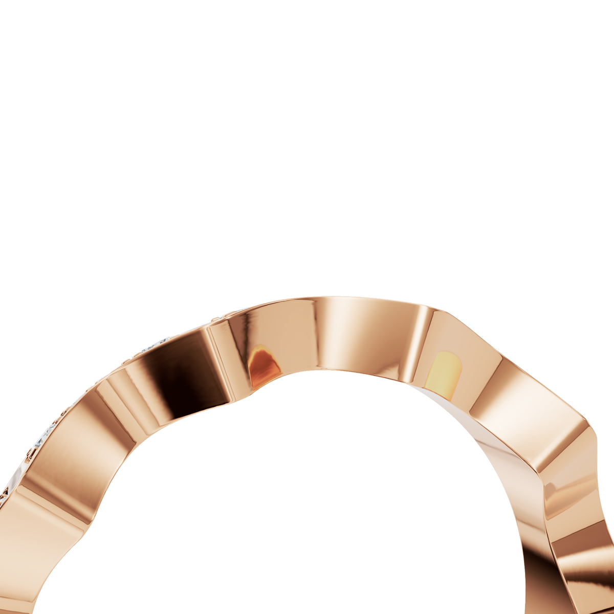 Crenelle Diamond Architectural Band in Rose Gold angled view | Roomy's Jewellery
