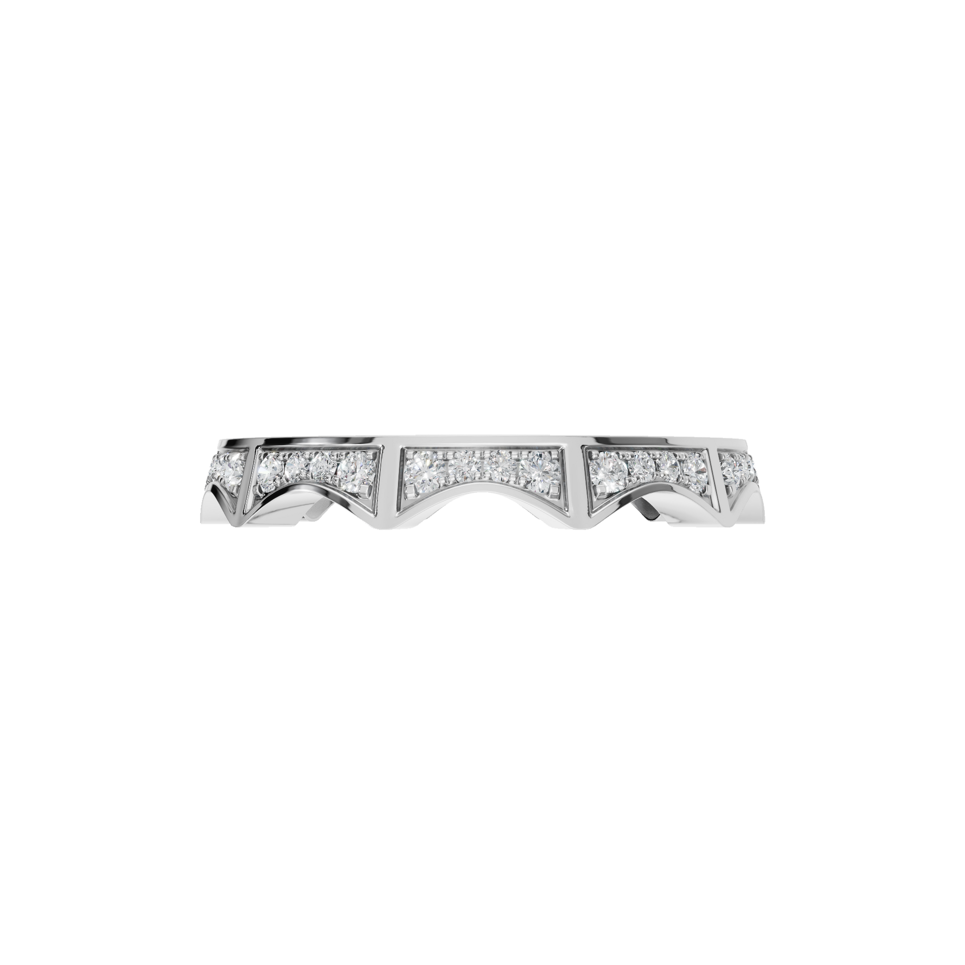 Crenelle Diamond Architectural Band in White Gold — Lab Grown | Roomy's Jewellery