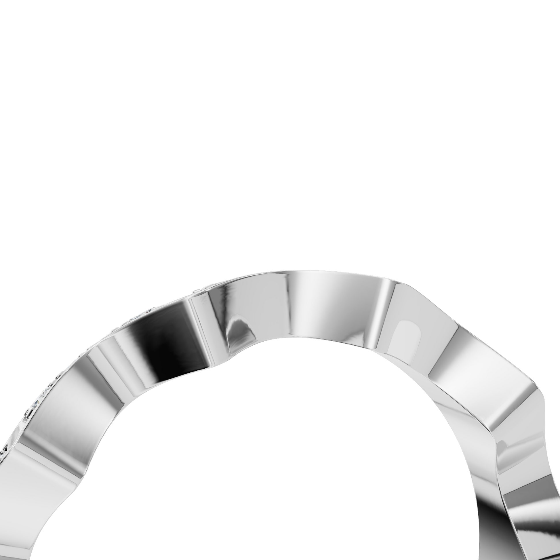 Crenelle Diamond Architectural Band in White Gold angled view | Roomy's Jewellery
