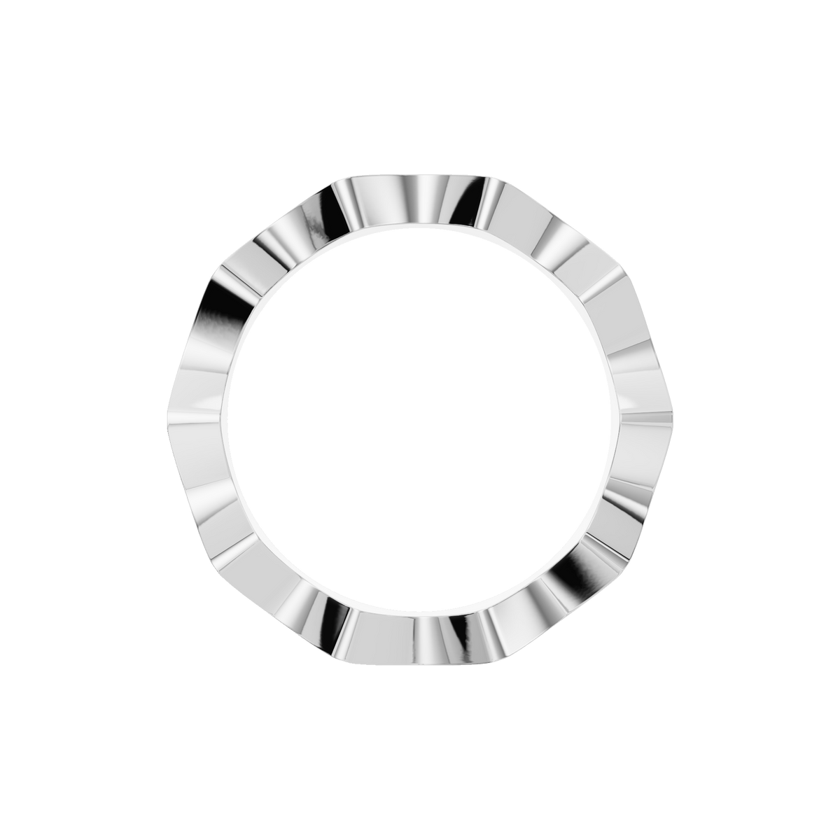 Crenelle Diamond Architectural Band in White Gold on finger | Roomy's Jewellery