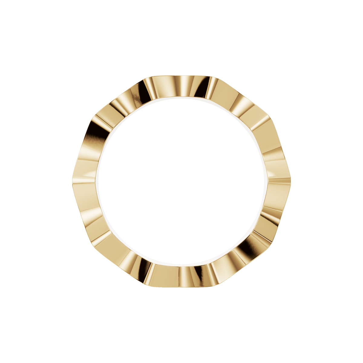 Crenelle Diamond Architectural Band in Yellow Gold on finger | Roomy's Jewellery