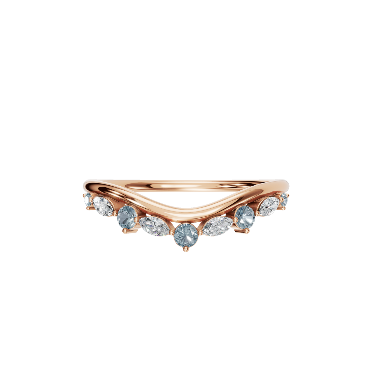 Aqua Arc Diamond Marquise Ring in Rose Gold — Lab Grown | Roomy's Jewellery
