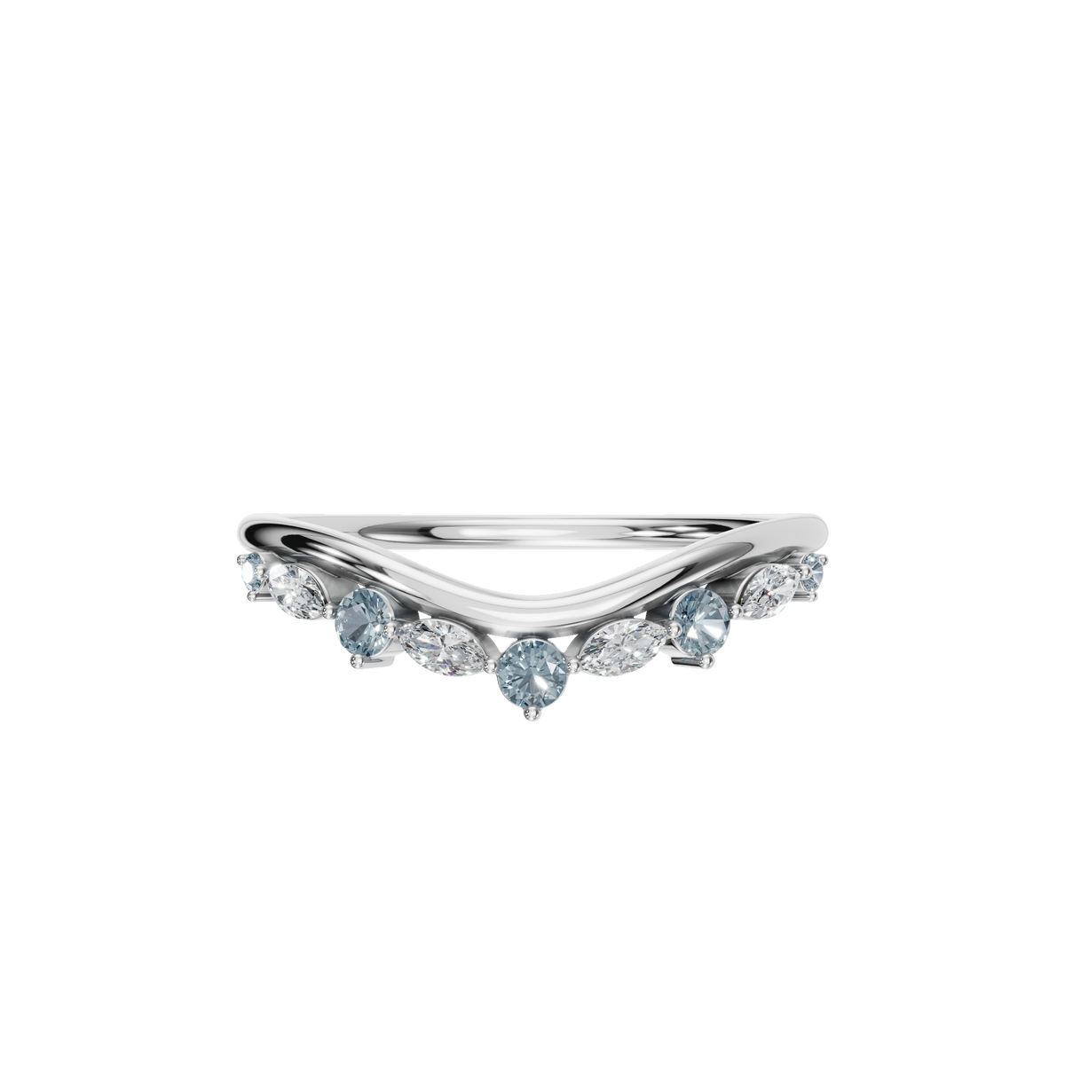 Aqua Arc Diamond Marquise Ring in White Gold — Lab Grown | Roomy's Jewellery