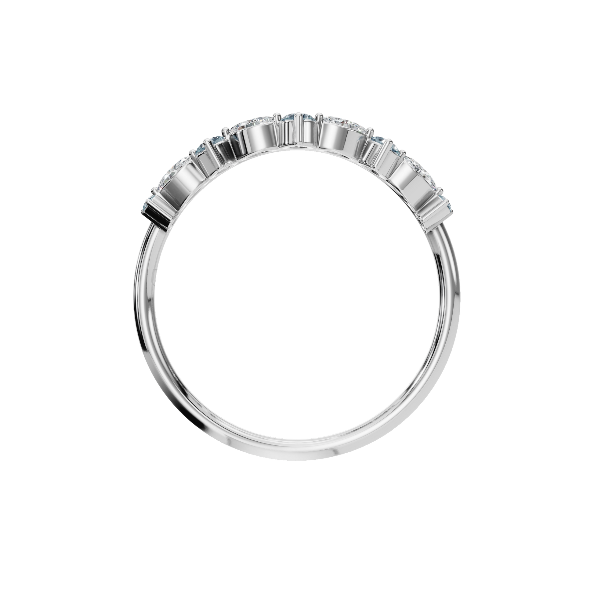 Aqua Arc Diamond Marquise Ring in White Gold on hand | Roomy's Jewellery