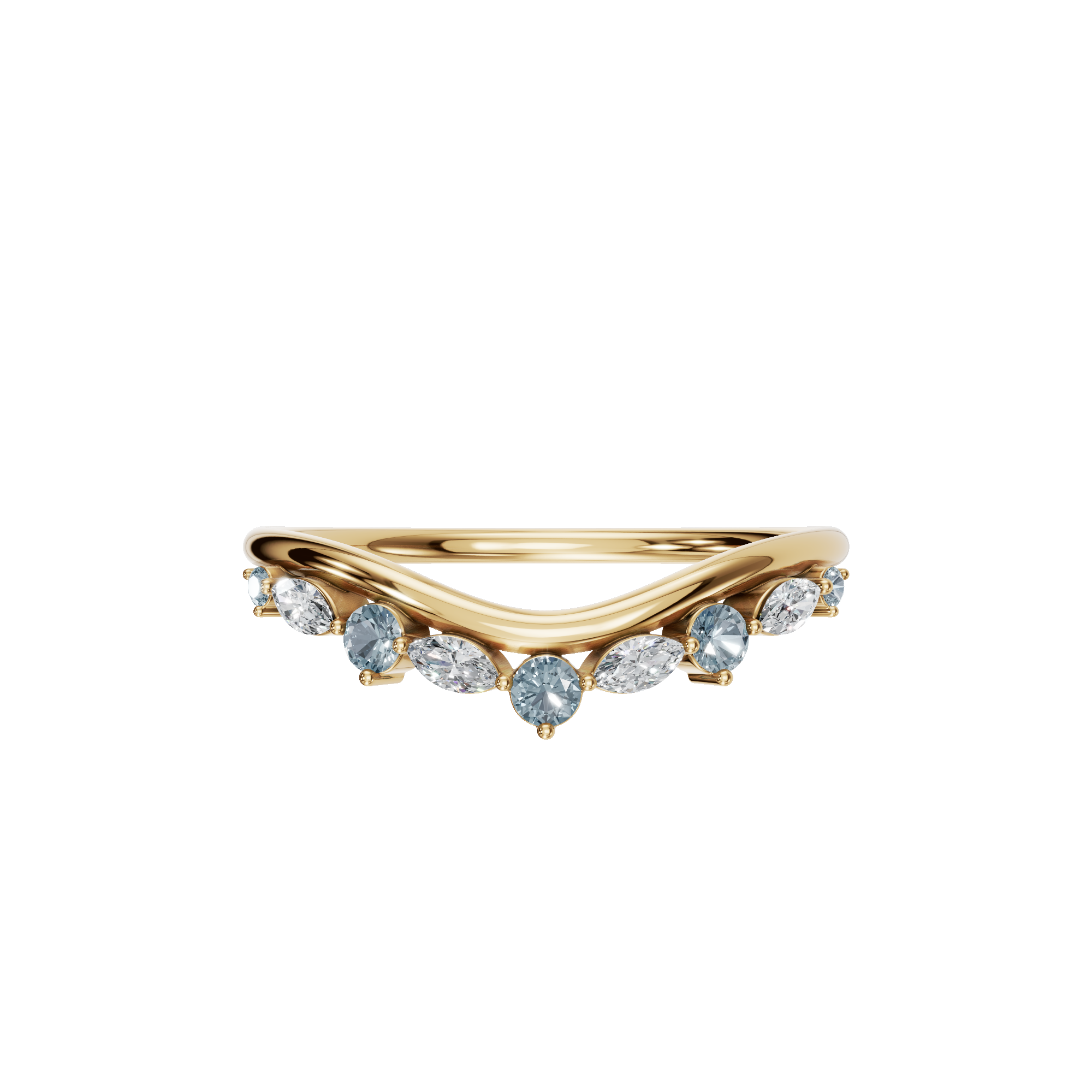 Aqua Arc Diamond Marquise Ring in Yellow Gold | Lab Grown Diamond | Roomy's Jewelery
