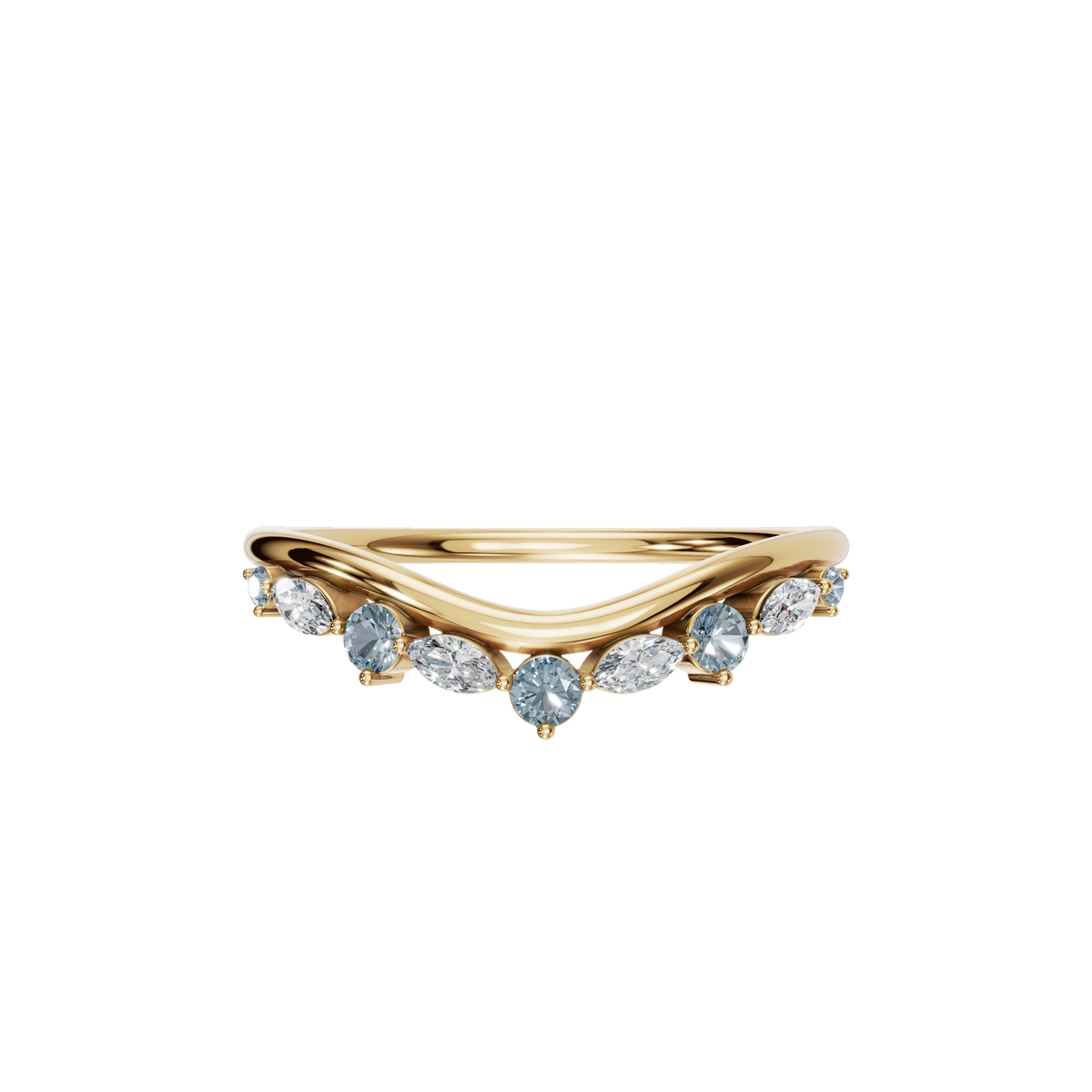 Aqua Arc Diamond Marquise Ring in Yellow Gold | Lab Grown Diamond | Roomy's Jewelery