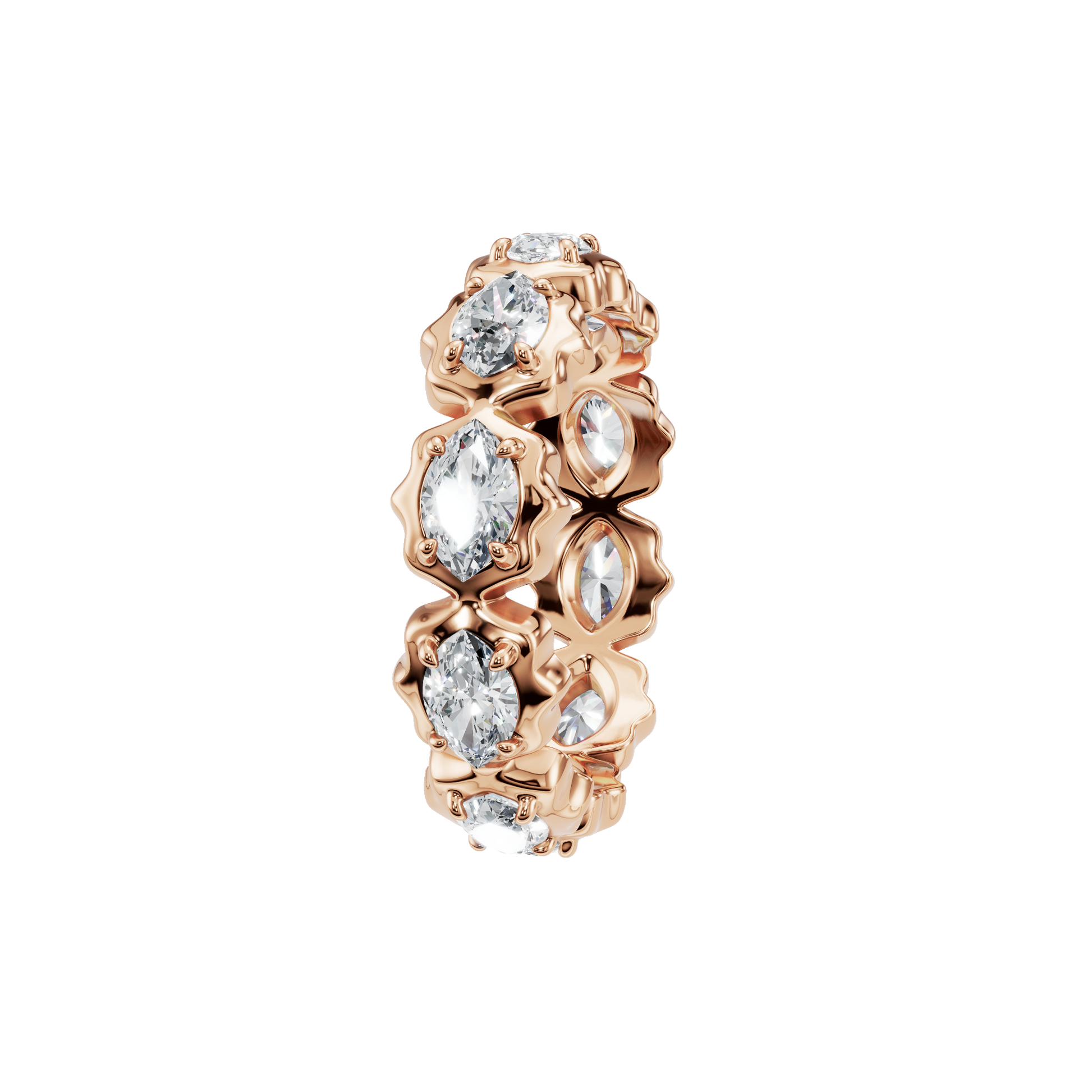 Marquise Eternity Diamond Band in Rose Gold side view | Roomy's Jewellery