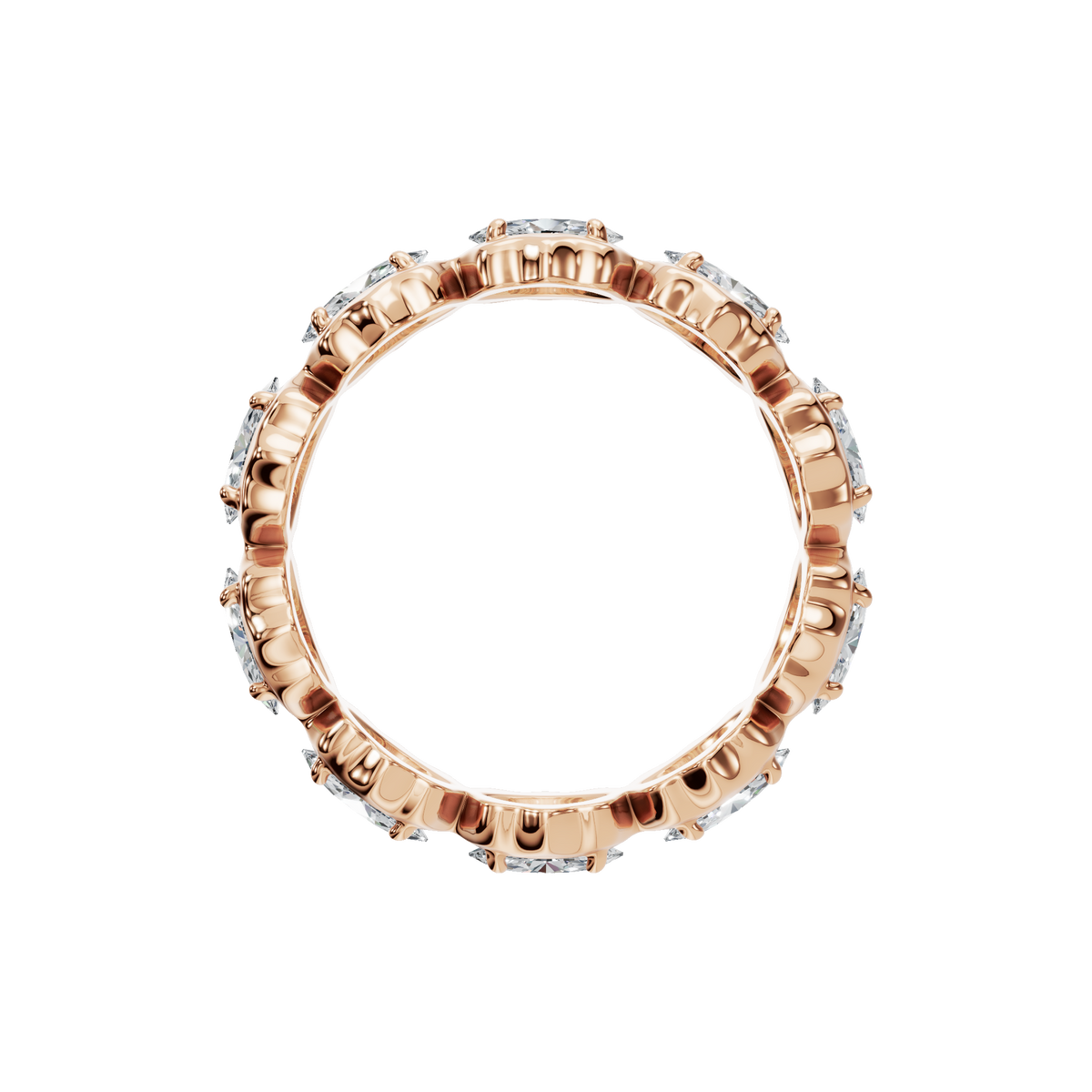 Marquise Eternity Diamond Band in Rose Gold on finger | Roomy's Jewellery