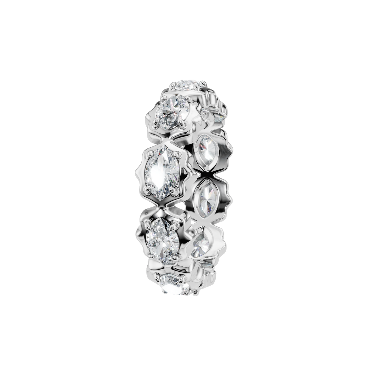 Marquise Eternity Diamond Band in White Gold side view | Roomy's Jewellery