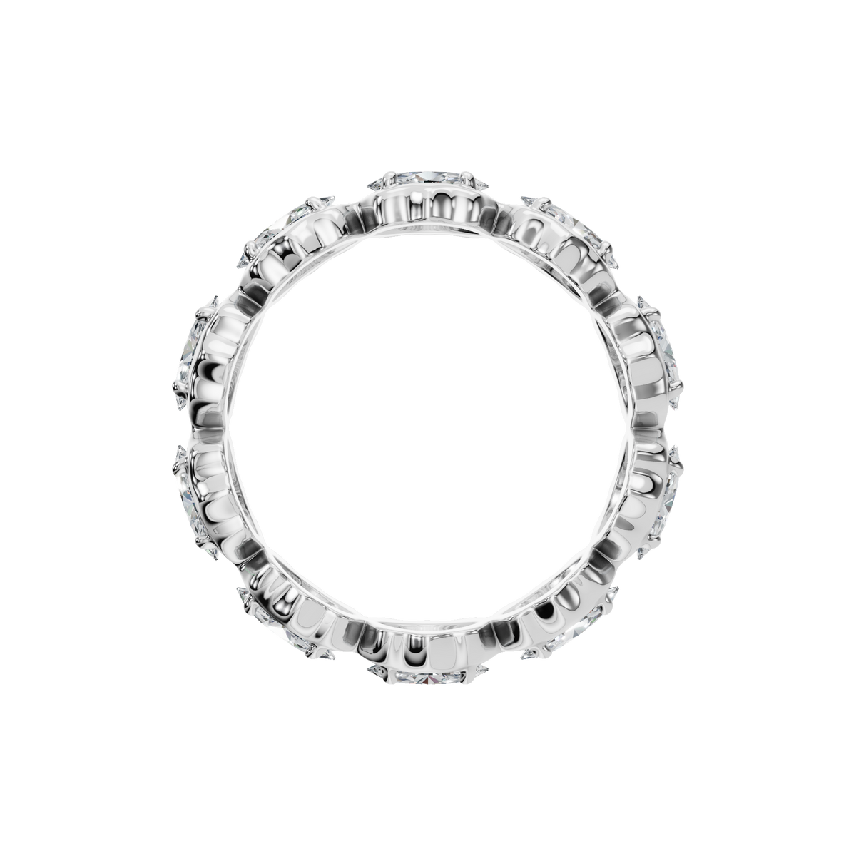 Marquise Eternity Diamond Band in White Gold on finger | Roomy's Jewellery