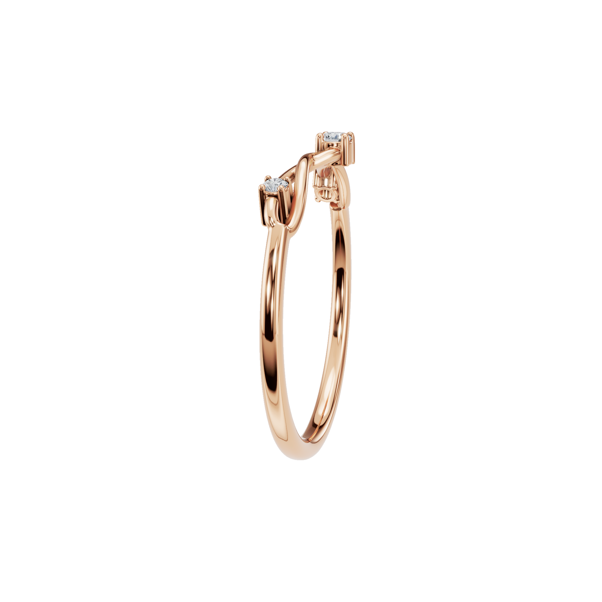 Tendril Diamond Vine Ring in Rose Gold side view | Roomy's Jewellery