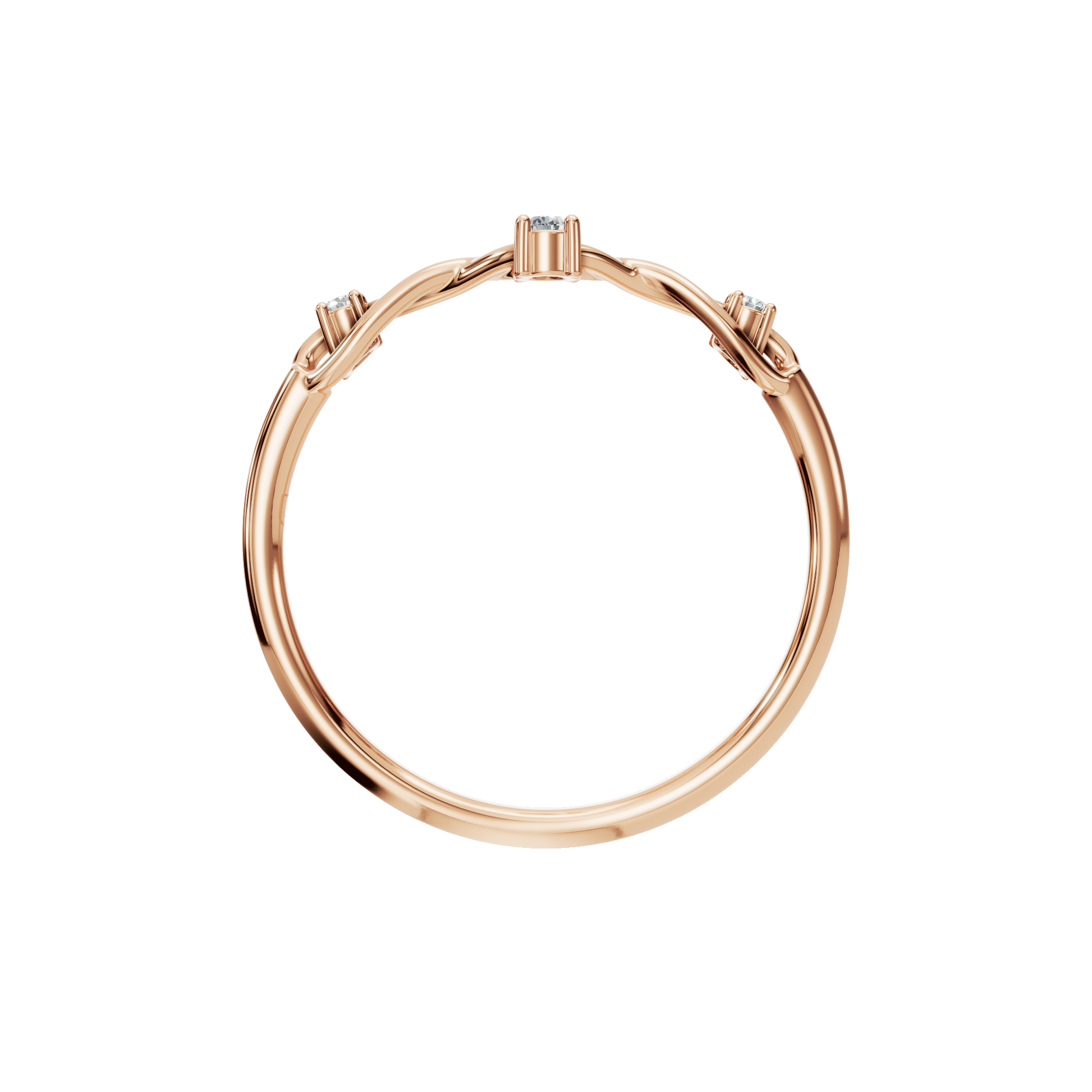 Tendril Diamond Vine Ring in Rose Gold on finger | Roomy's Jewellery