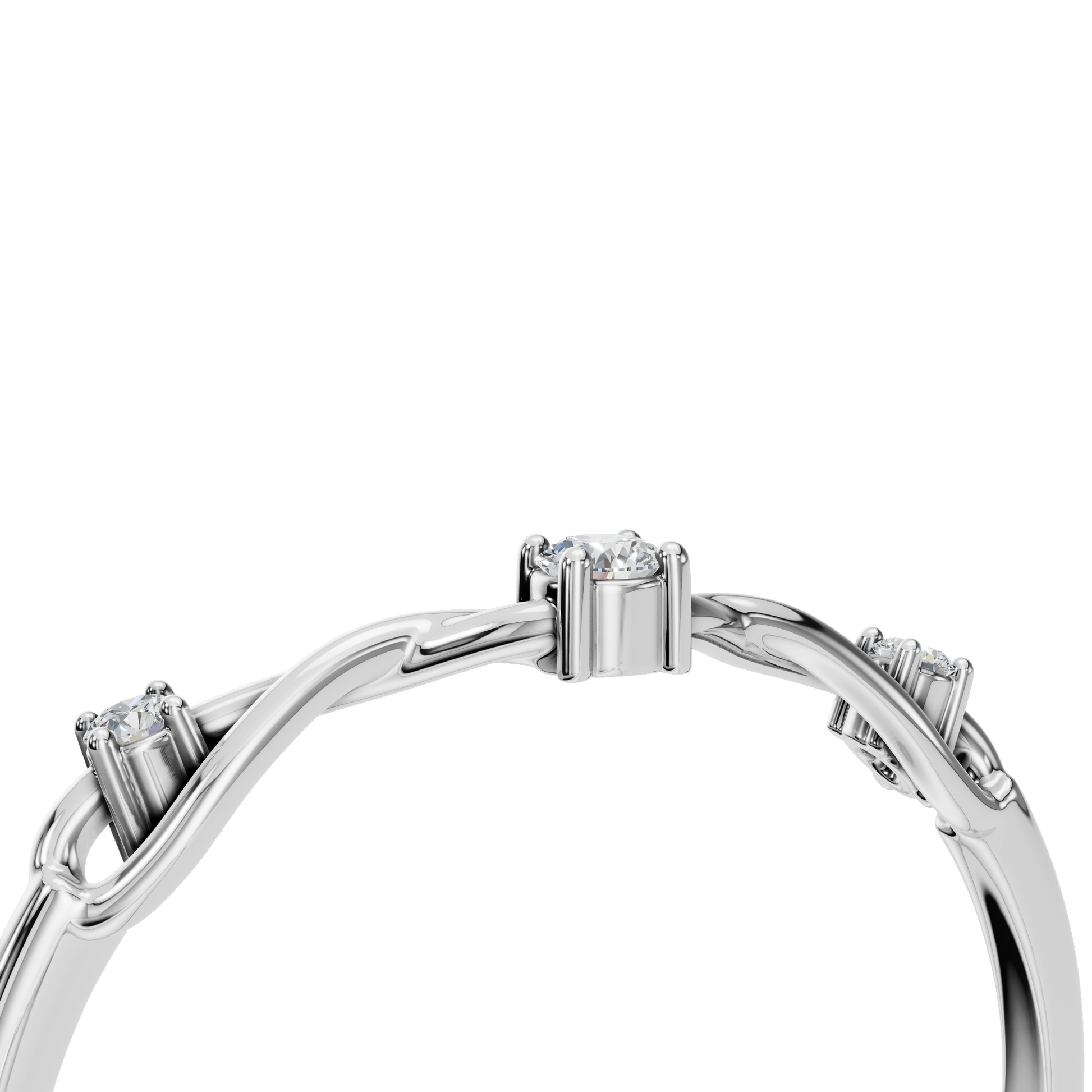 Tendril Diamond Vine Ring in White Gold angled view | Roomy's Jewellery