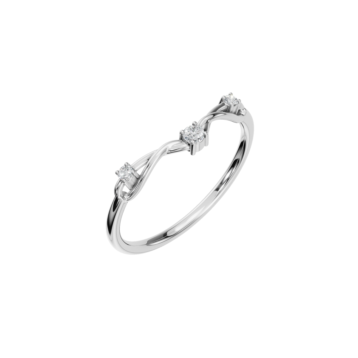 Tendril Diamond Vine Ring in White Gold close-up | Roomy's Jewellery