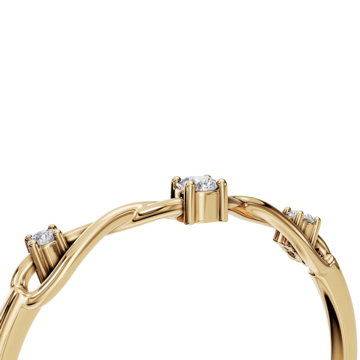 Tendril Diamond Vine Ring in Yellow Gold angled view | Roomy's Jewellery