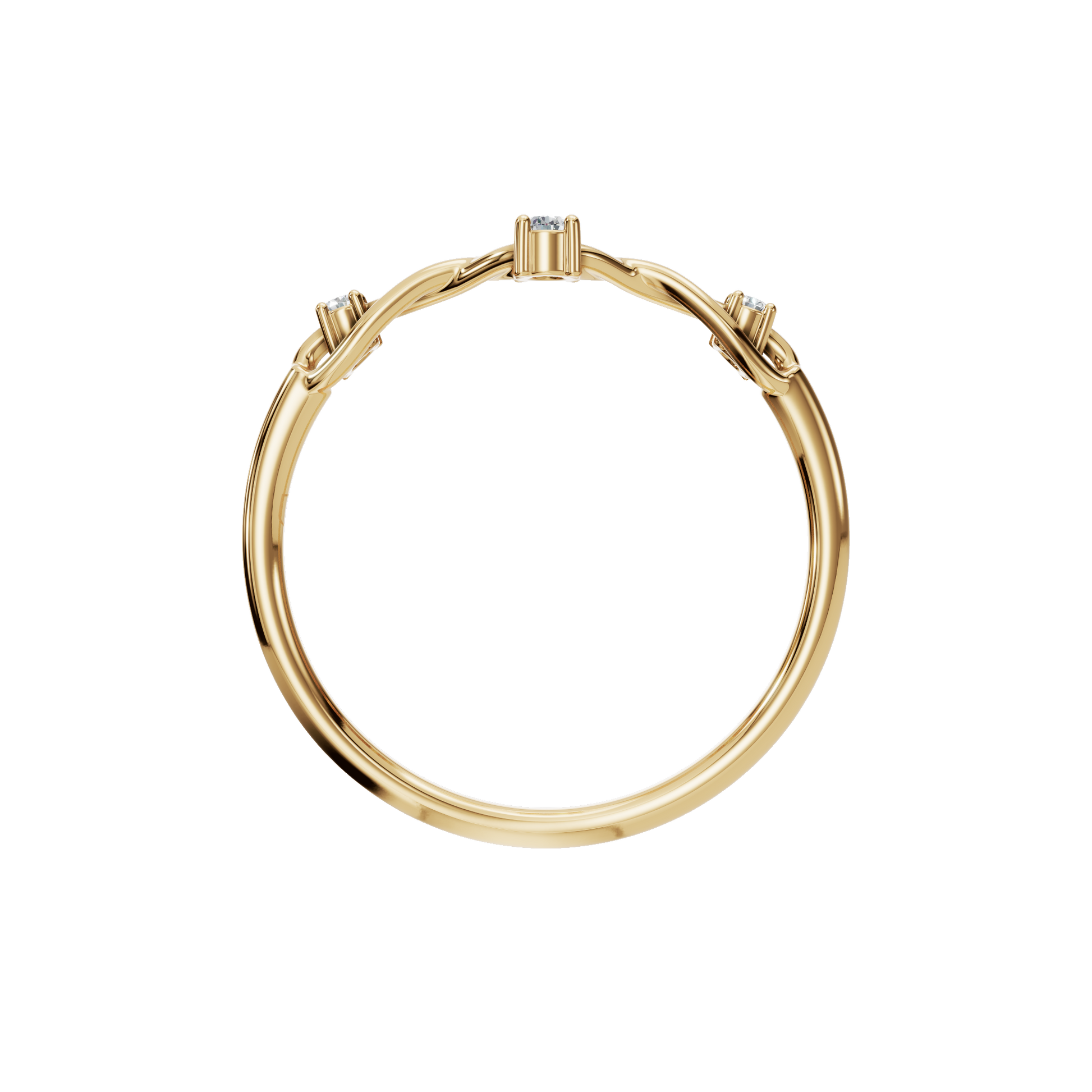Tendril Diamond Vine Ring in Yellow Gold on finger | Roomy's Jewellery