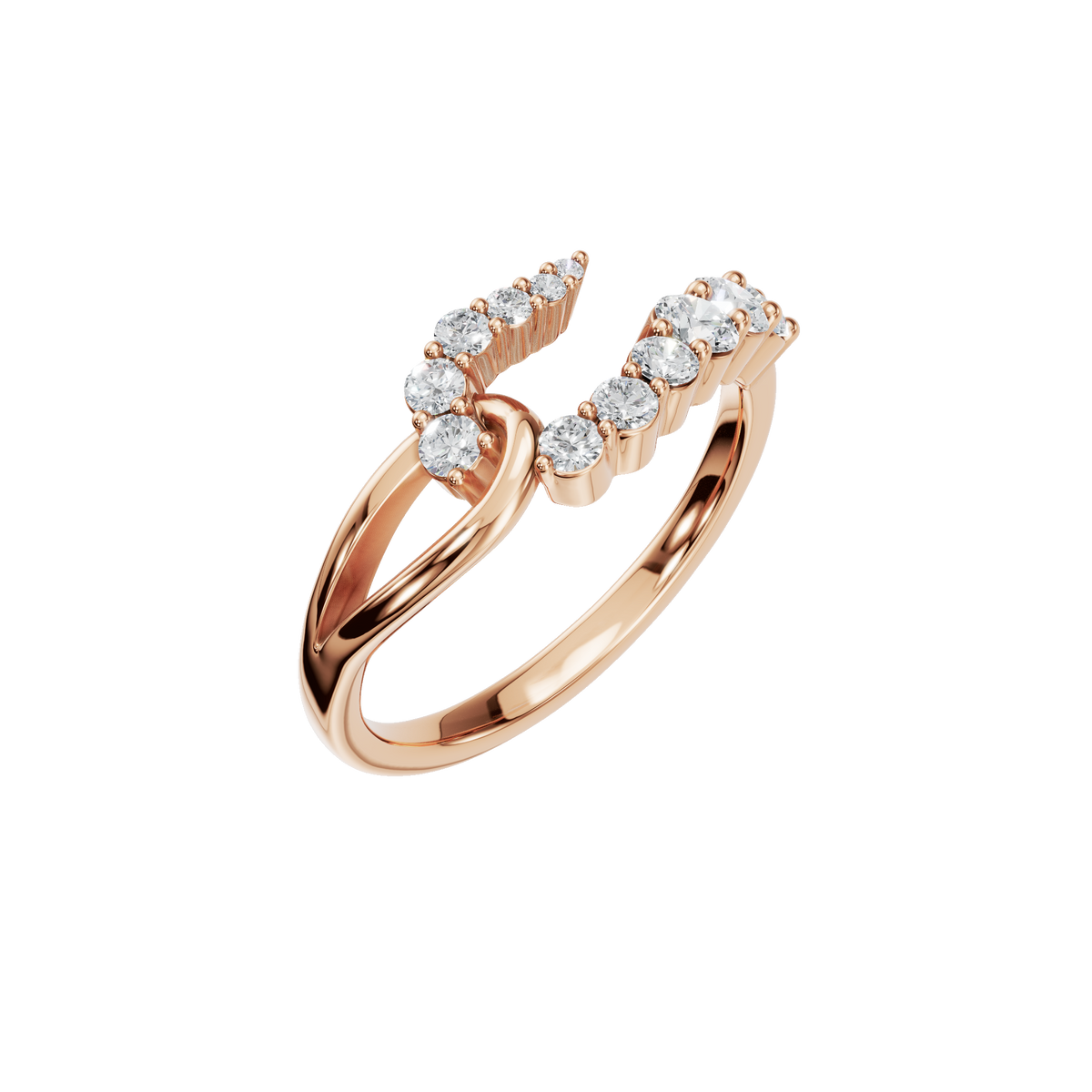 Comet Diamond Bypass Ring in Rose Gold close-up | Roomy's Jewellery