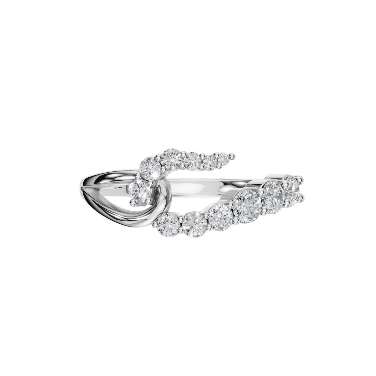 Comet Diamond Bypass Ring in White Gold — Lab Grown | Roomy's Jewellery
