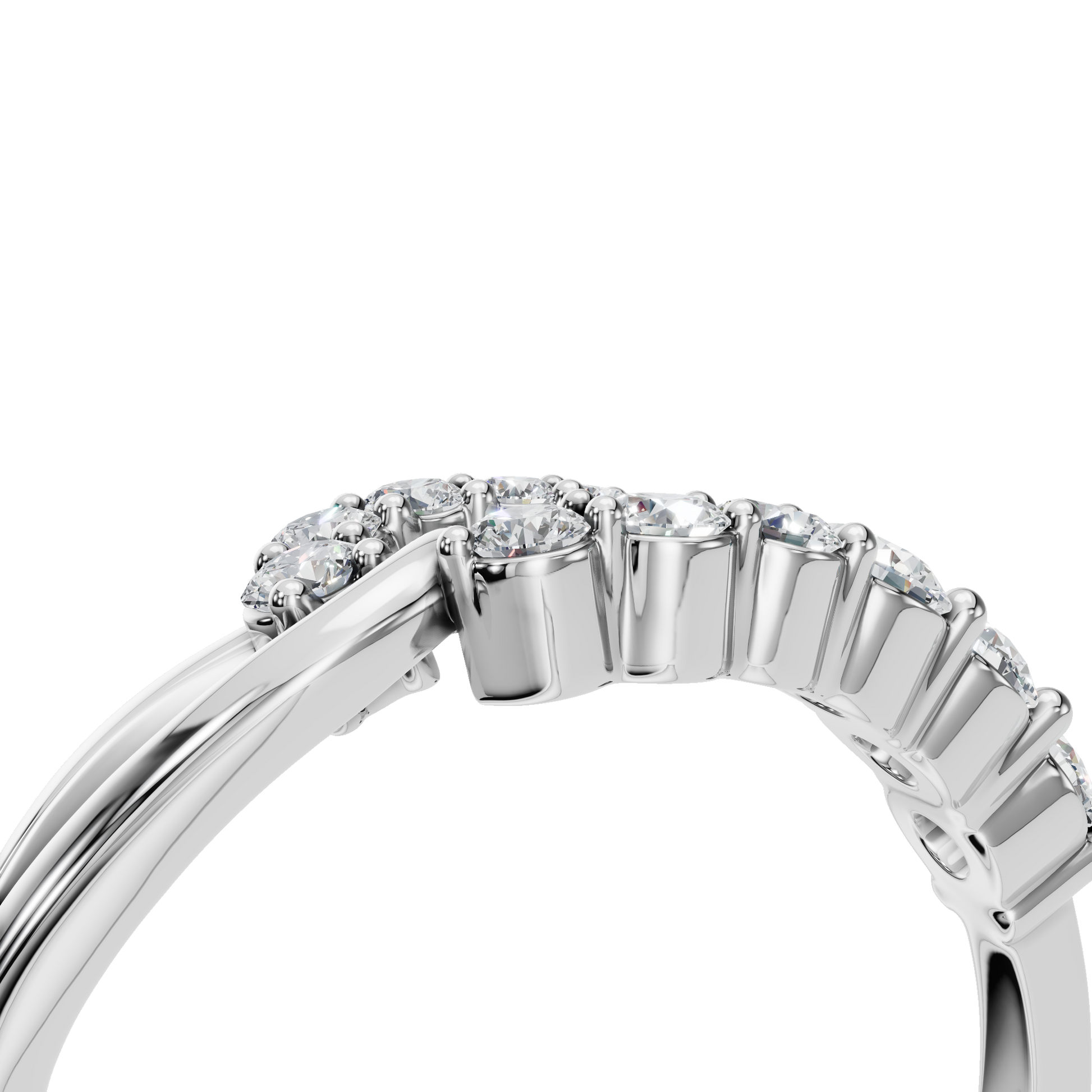 Comet Diamond Bypass Ring in White Gold angled view | Roomy's Jewellery