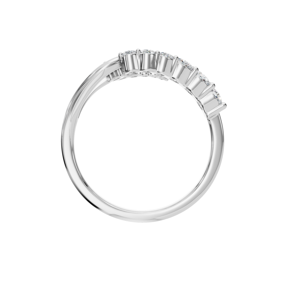 Comet Diamond Bypass Ring in White Gold on finger | Roomy's Jewellery