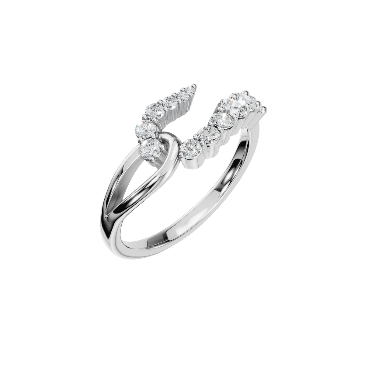Comet Diamond Bypass Ring in White Gold close-up | Roomy's Jewellery