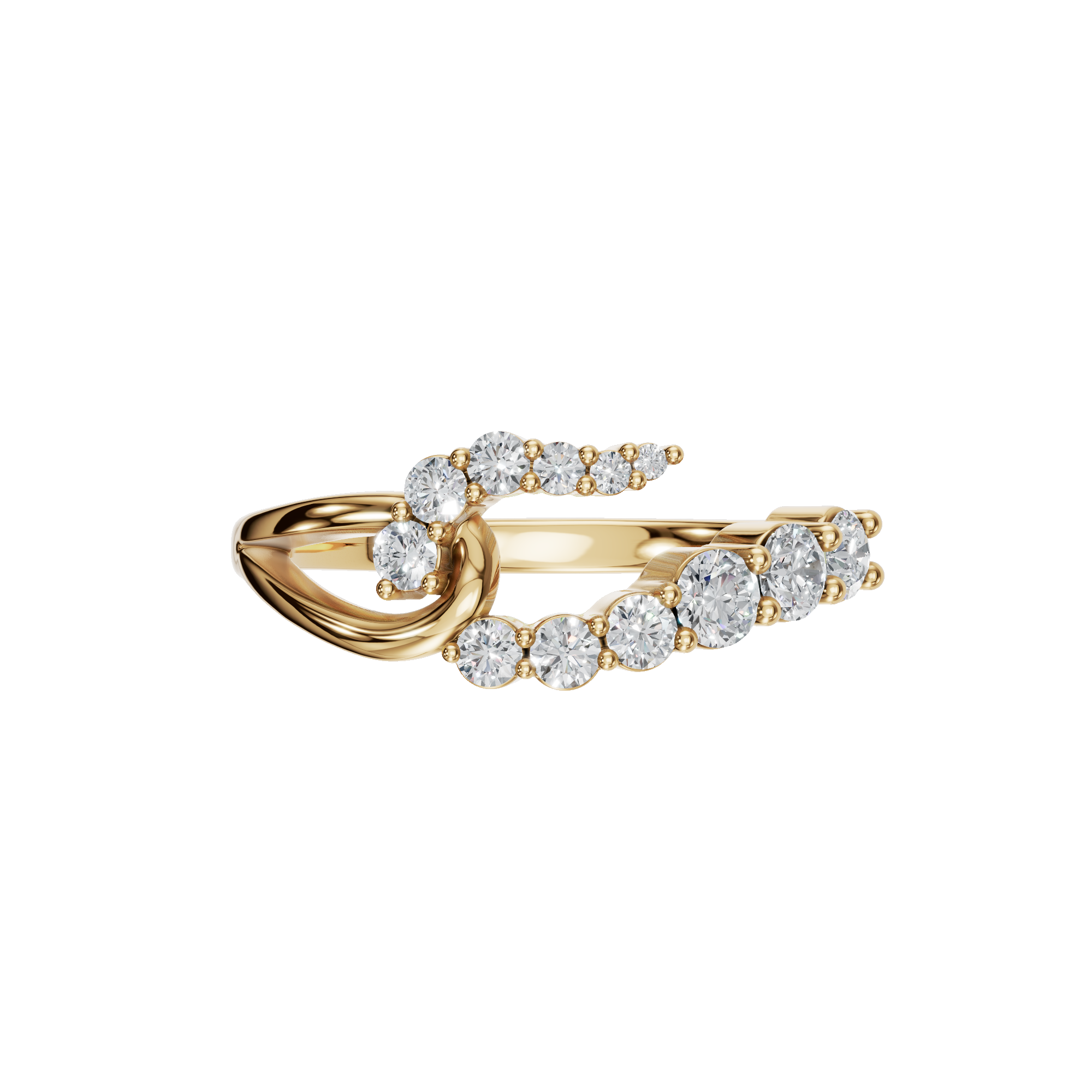 Comet Diamond Bypass Ring in Yellow Gold | Lab Grown Diamond | Roomy's Jewelery