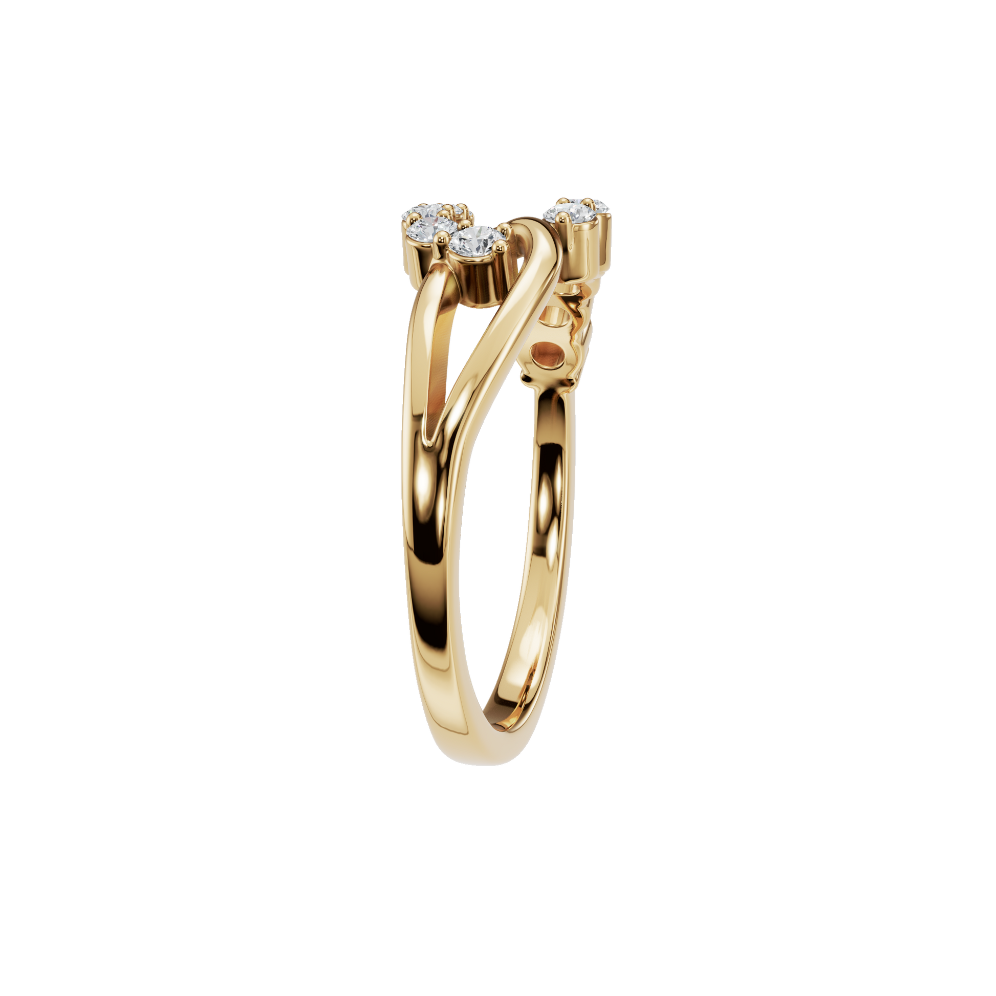 Comet Diamond Bypass Ring in Yellow Gold side view | Roomy's Jewellery