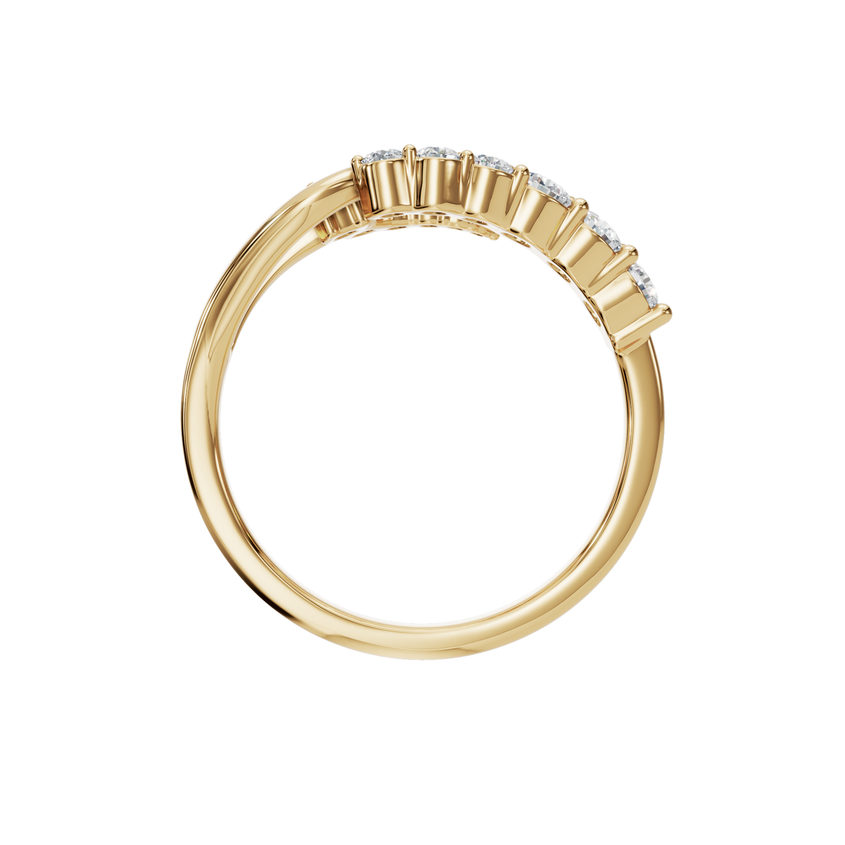 Comet Diamond Bypass Ring in Yellow Gold on finger | Roomy's Jewellery