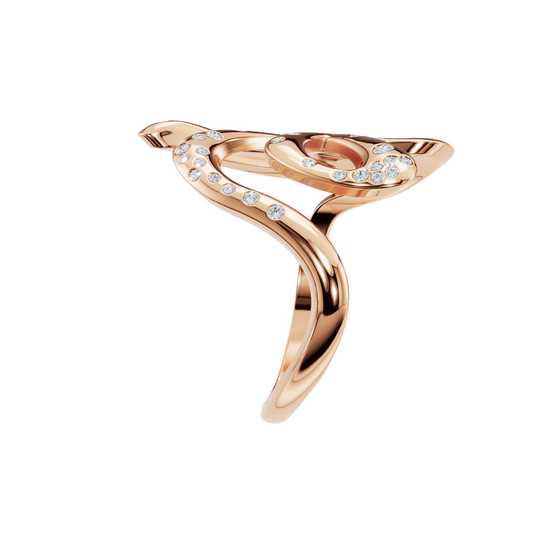 Reverie Diamond Sculptural Ring in Rose Gold side view | Roomy's Jewellery